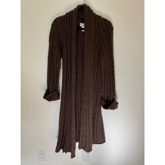 Soft Surroundings Wool Blend Long Sleeve Brown Cardigan Size Small - Picture 1 of 9